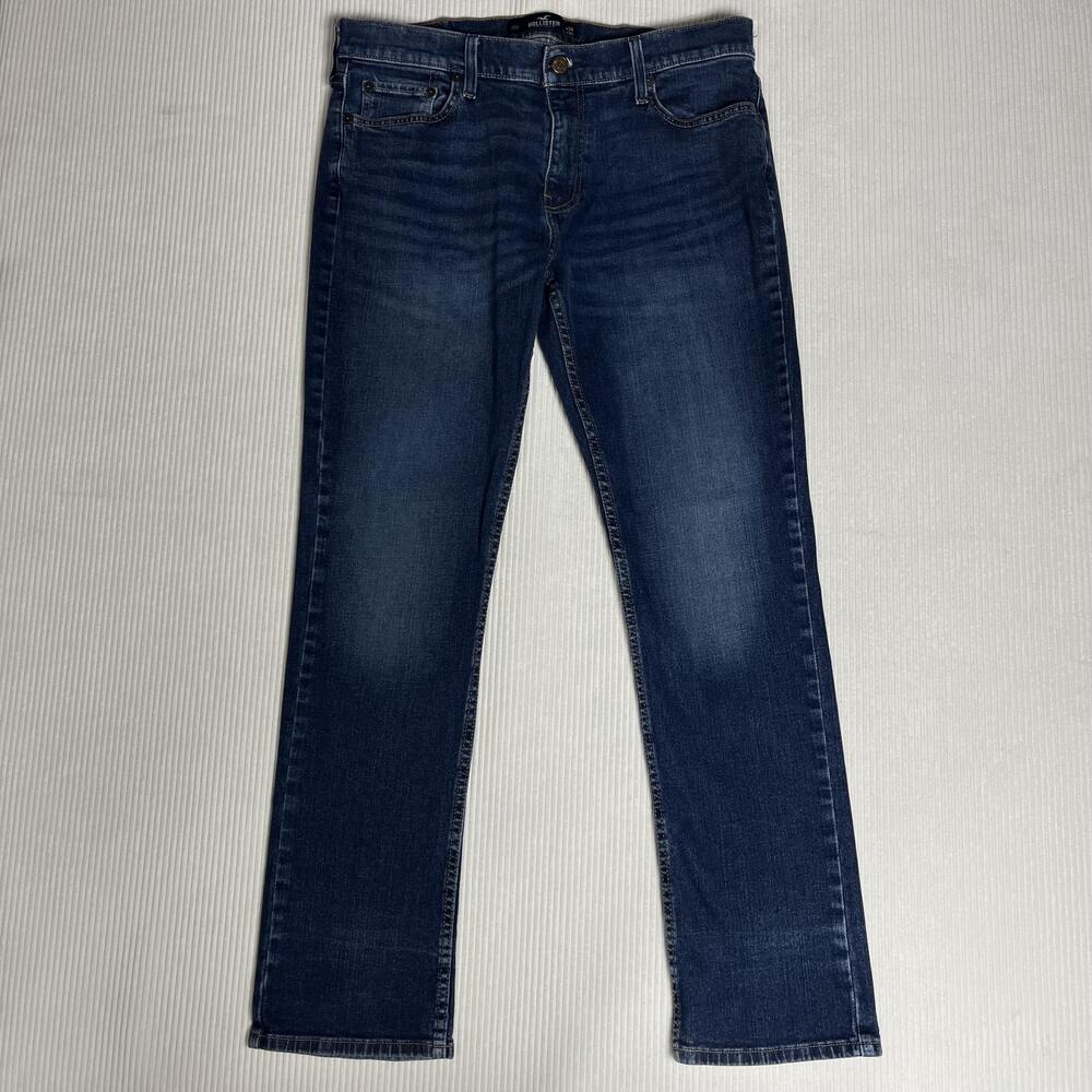 Hollister Epic Flex Jeans Mens 34x31 Blue Medium Wash Slim Straight Denim